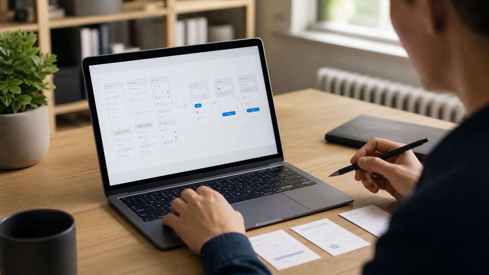 Handen die een digitaal formulier eenvoudiger maken op een laptop